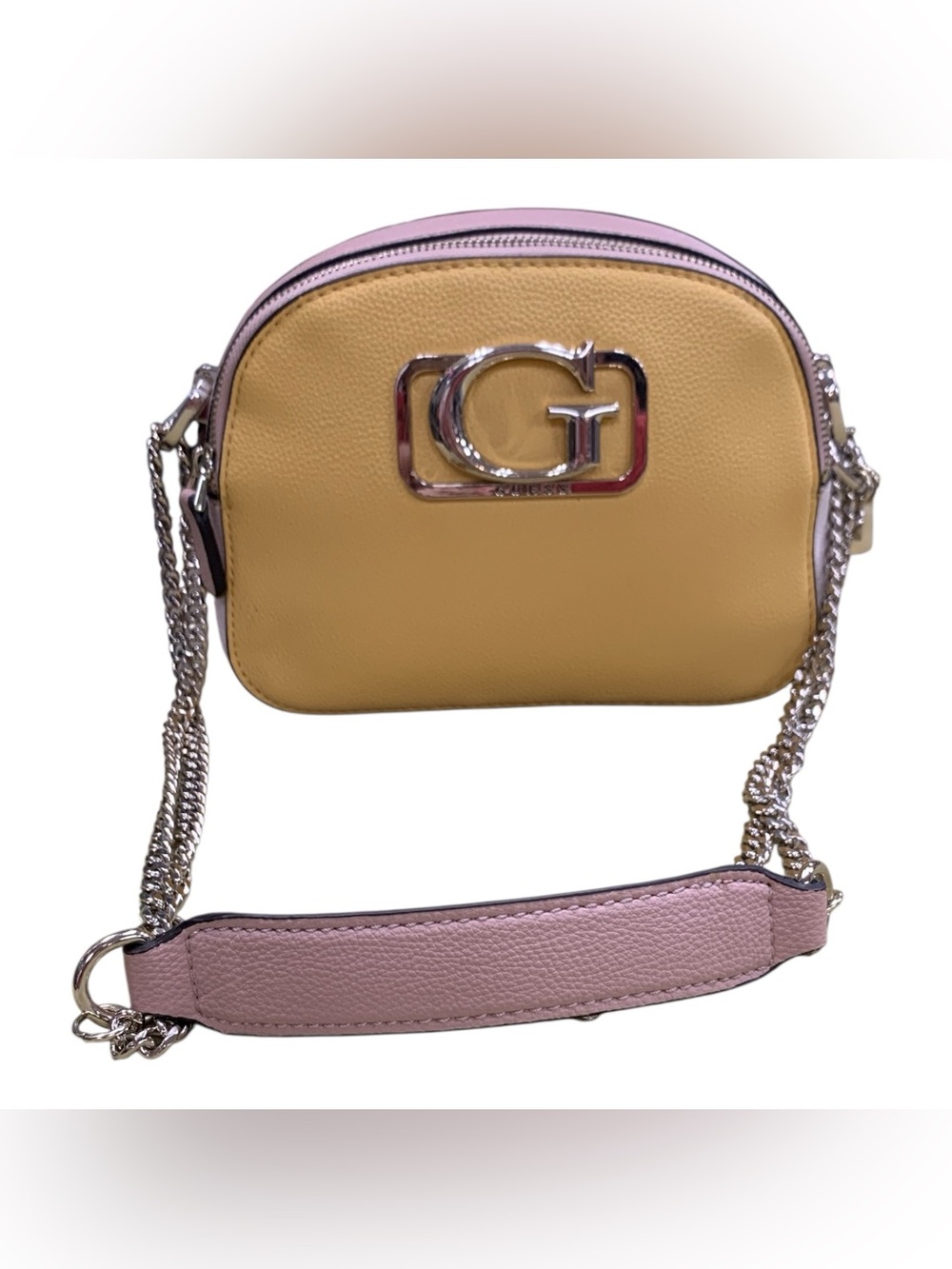Guess Yellow and Pink Chain Strap Crossbody Bag